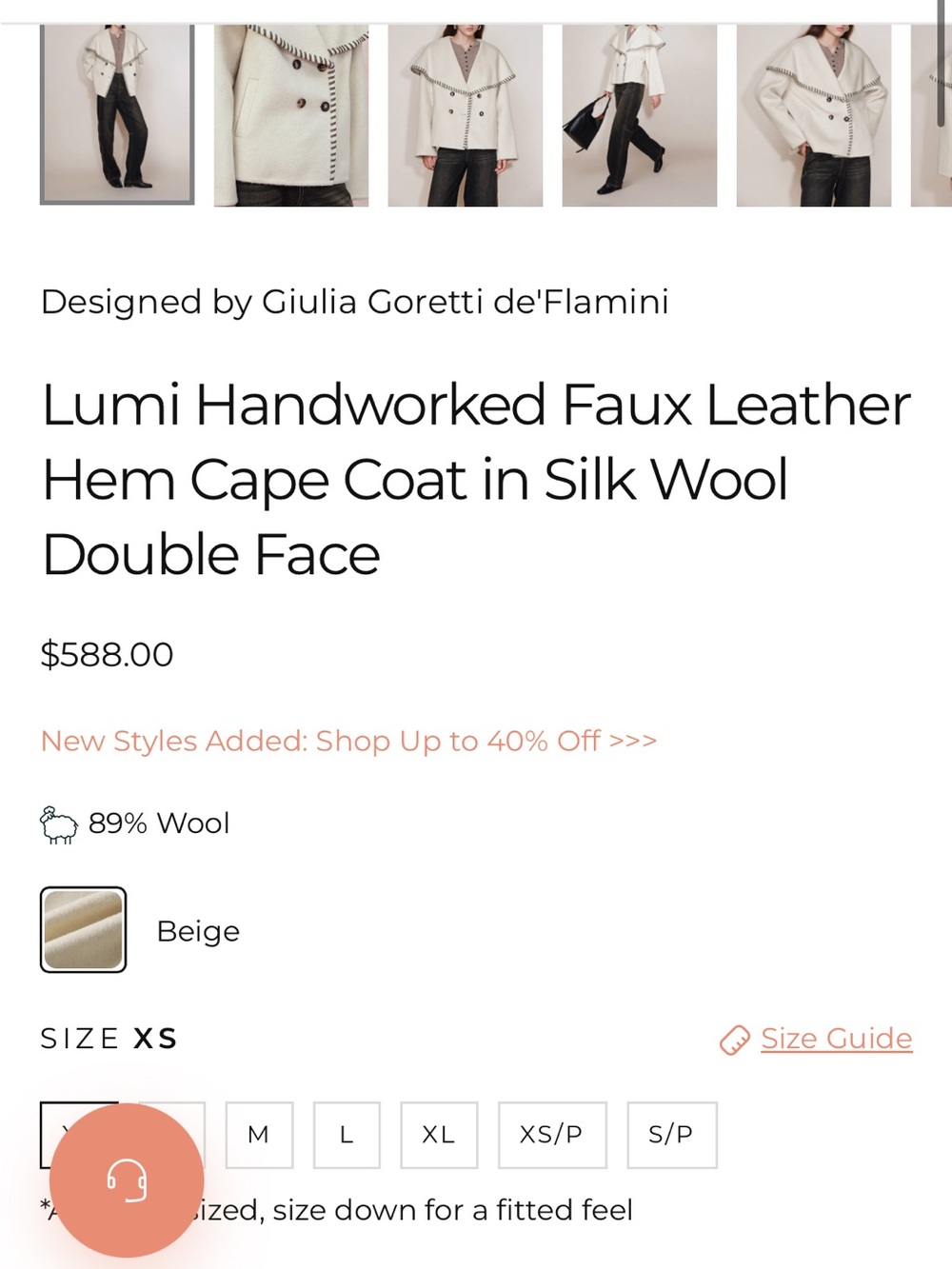 Cream Wool Cape Coat - Picture 2 of 13